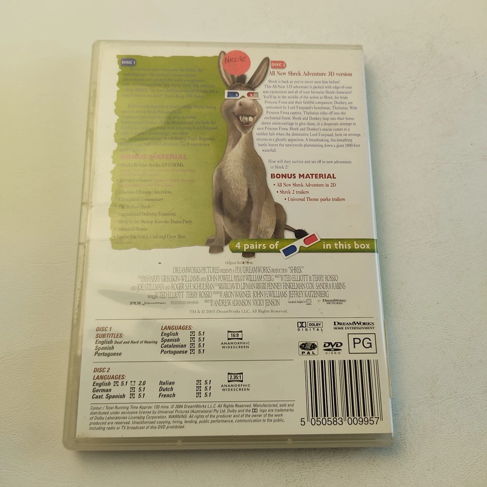 Shrek 3D The Story Continues DVD 2 Disc Set Includes Original Shrek - Image 2 of 4