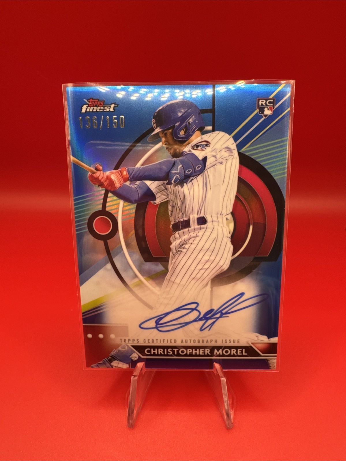 2023 Topps Finest Christopher Morel Blue Refractor On Card Auto /150 FA-CM (RC)