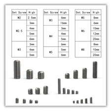 68 Pcs 24 Sizes Set Screw Assortment Kit, Metric & SAE Hex Socket Grub Screws, 3