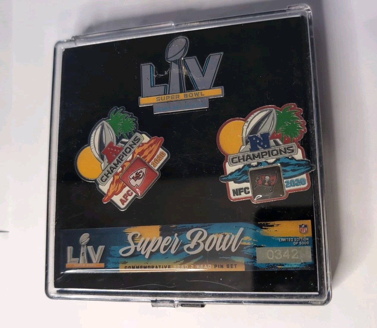 Super Bowl LV 55 Chiefs vs Buccaneers Vintage NFL Head-to-Head Pin Set Fan Gift