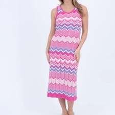 Burgess NWT SZ Medium Dauphine Sweater Dragonfruit combo crochet midi/maxi dress