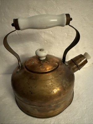 Kitchen Home Kettle One Sz Rustic Copper Tea Pot Spout Handle VTG Patina