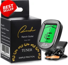 Clip-On Guitar Tuner for Acoustic Electric Ukulele Violin Bass Banjo Black
