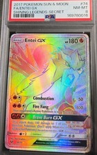 POKEMON CARD ENTEI GX SECRET RARE 74 SHINING LEGENDS #74 GRADED PSA 8 RAINBOW on eBay