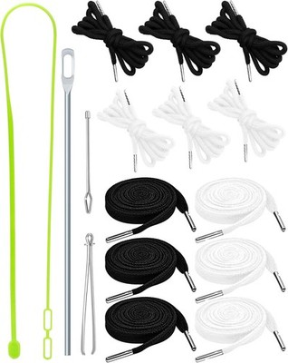 FIVEIZERO 16pcs Drawstring Cord Kit-12pcs Hoodie Strings Black and White 
