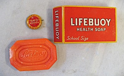 Vintage Lifebuoy Health Soap Sample w/ Pin Back - See More Photos Below