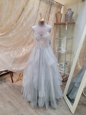 Goya London Code22 Prom Silver ball gown Long Gown Size UK 10-12