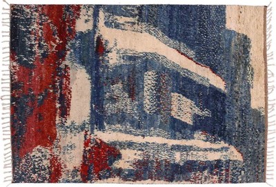 Afghan Berber Moroccan Design Rug 160x230 Hand Knotted Blue Modern Orient c