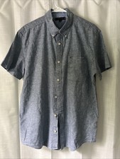 TOMMY HILFIGER REGULAR FIT LINEN BLEND SPORT SHIRT BLUE MENS X-Large