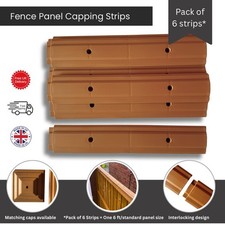 Pack of 6 Plastic Fence Panel Capping Strips, LIGHT BROWN, Fit 6ft Panel. GT0089
