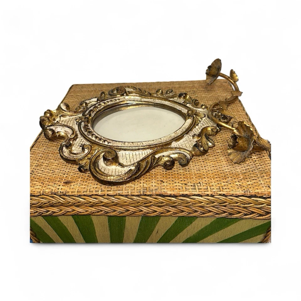 Винтажный итальянский позолоченный металлический настенный бра подсвечник зеркало рококо прихоть - Изображение 2 из 4