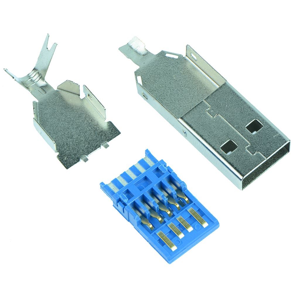 2 x USB 3.0 Type A Rewireable Plug Connector