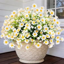 12 Bundles Artificial Daisy Flowers for Outdoors Spring 12 Bundles, White