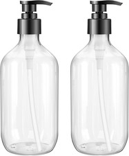 Pump Bottle Dispenser Clear 2 Pack 500ml/16.9oz Empty Plastic Liquid Soap