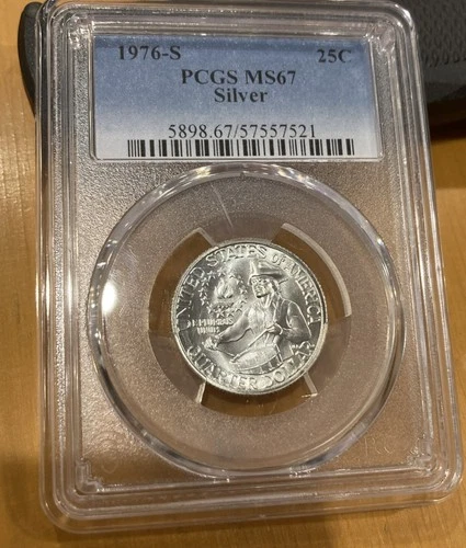 1976 S 25c Bicentennial Washington Silver Quarter Coin PCGS MS67 Gem BU #447