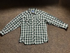 Vintage Wrangler Western Button Up Shirt Mens XL Green Plaid Pearl Snap