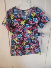 Zoe  Chloe Bloom Flower Scrub Top Womens Size Extra Small XS NWT