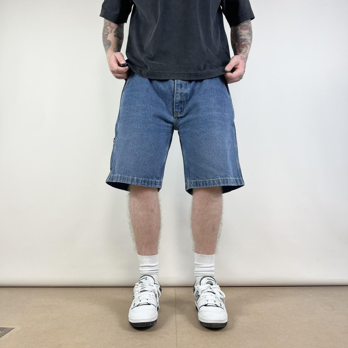 Vintage 90s Key Light Denim Baggy Fit Carpenter Jorts Mens W38 B12