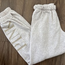 PINK Victoria's Secret Sweatpants Joggers Gray Logo Elastic Ankle Soft Small S