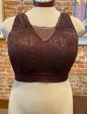 Breezies Coco Brown Lace Seamless Cami Bra New Ahh Removable Pads