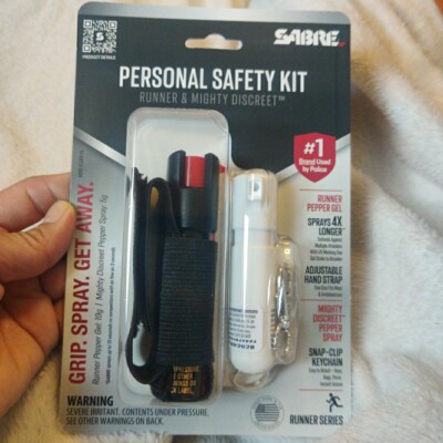 Sabre Personal Safety Kit Runner on-the-go Protection Spray Gel Hand Strap Clip