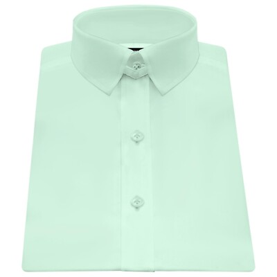 Men's Tailored Fit Mint Green Cotton Shirt James Bond Inspired Snap Tab Collar