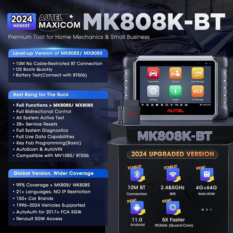 2025 Autel MaxiCOM MK808K-BT PRO KFZ OBD2 Diagnosegerät Scanner ALLE Steuergerät - Bild 3 von 4