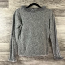 Pursuits Ltd Pullover Sweater Wonens M Gray Angora Rabbit Hair Blend Long Sleeve