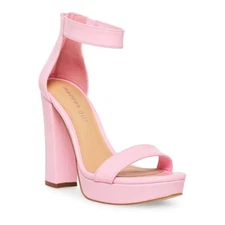madden girl Siren Platform High block heel Dress Sandals Prom Black Pink Nude