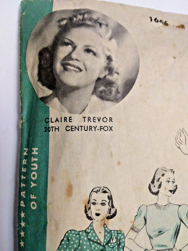 Suit Skirt Blazer Jacket 18 Hollywood 1646 Sewing Pattern VTG Claire Trevor CUT - Image 3 of 4