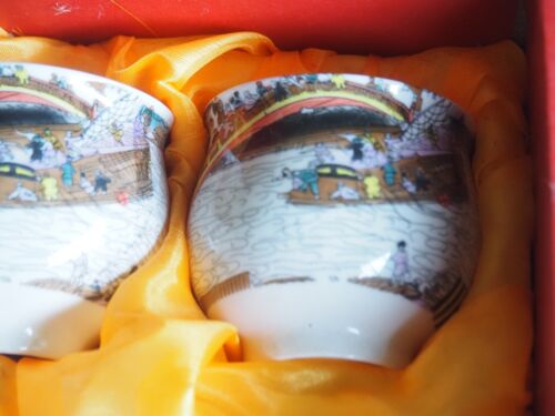 Japanese Chinese Oriental Somayaki Style Teapot and Six Cups in presentation Box - Picture 16 of 24