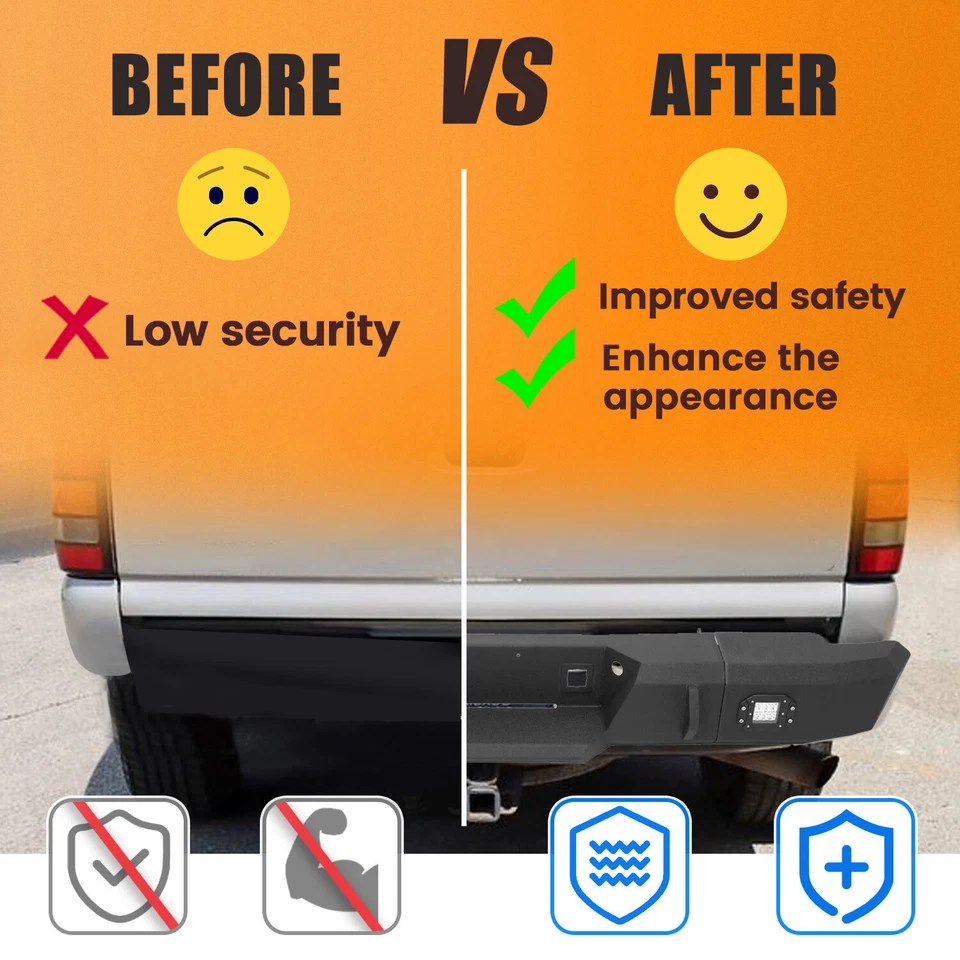 Conjunto de parachoques trasero con luces para GMC Sierra/Chevy Silverado 2500/3500 1999-06 Foto 4 de 4