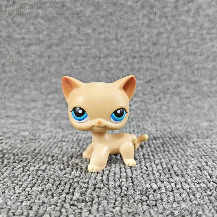 228 Littlest Pet Shop Beige Cream Short Hair Cat Kitty Blue Eyes