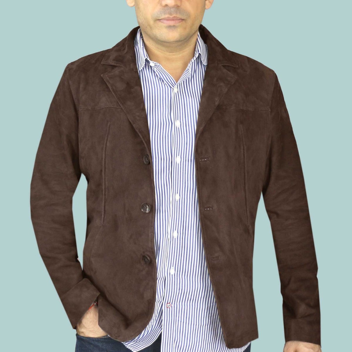 Premium Sued Designer Suit Semi Formal Western Blazer Chocolate Brown  Jacket Men