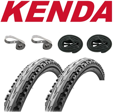Kenda K847 Kross Plus 26x 1.75 Mountain Path Bike Kit (2 Tires Tubes Rim Strips)