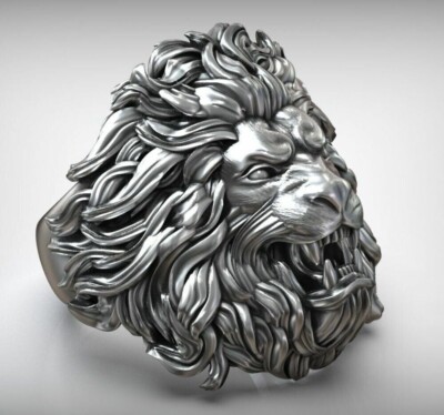 Lion King Crown Men's Ring - 925 Sterling Silver Biker Ring