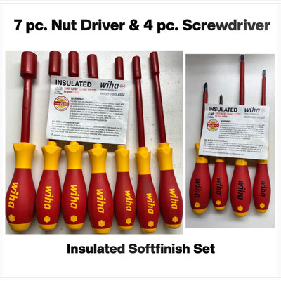 NEW Wiha 11 Pc. 1000V Electrical/Multi-Use Nut & Screw Driver Set, Insulated