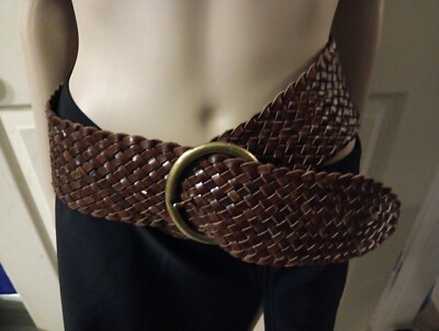 Jessica Simpson Women\'s Charcoal Braided leather Belt size L/XL Jessica Simpson Black Woven Braided Wide Leather Belt Silver  main image 4