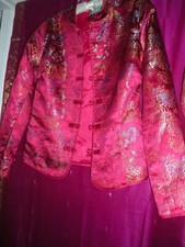 BRIGHT PINK CHINESE STYLE SATINY JACKET, NEW, SZ XS.
