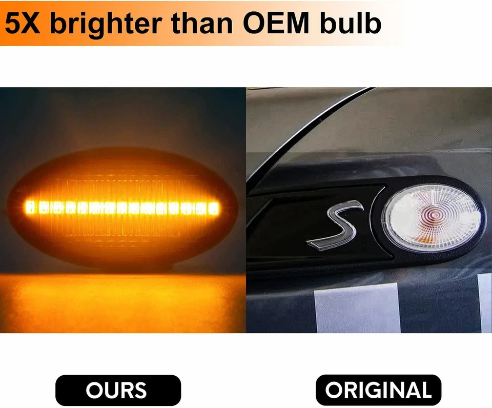 2x Intermitentes laterales LED para BMW MINI Cooper R50 R53 hatchback R52 descapotable NEGRO - Imagen 4 de 4