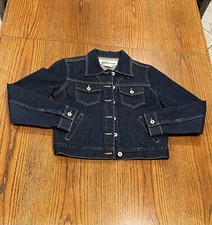 Express Bleus Womens Dark Wash Denim Button Up Jacket Size S Blue