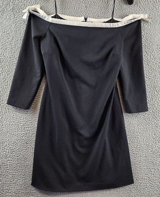 KARL LAGERFELD Paris Off The Shoulder Dress Women's 10 Black/White Zip Closure