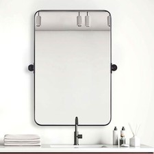 ANDY STAR 22"x34" Rectangular Tilting Modern Vanity Mirror, Brushed Nickel Used 