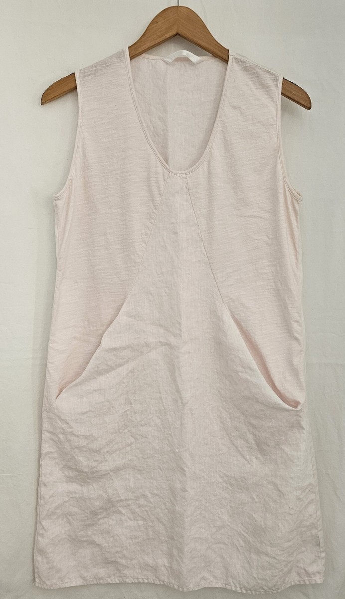 Luna Luz Linen Pink Pocket Dress Womens Size Small Sleeveless Lagenlook#  746 | eBay