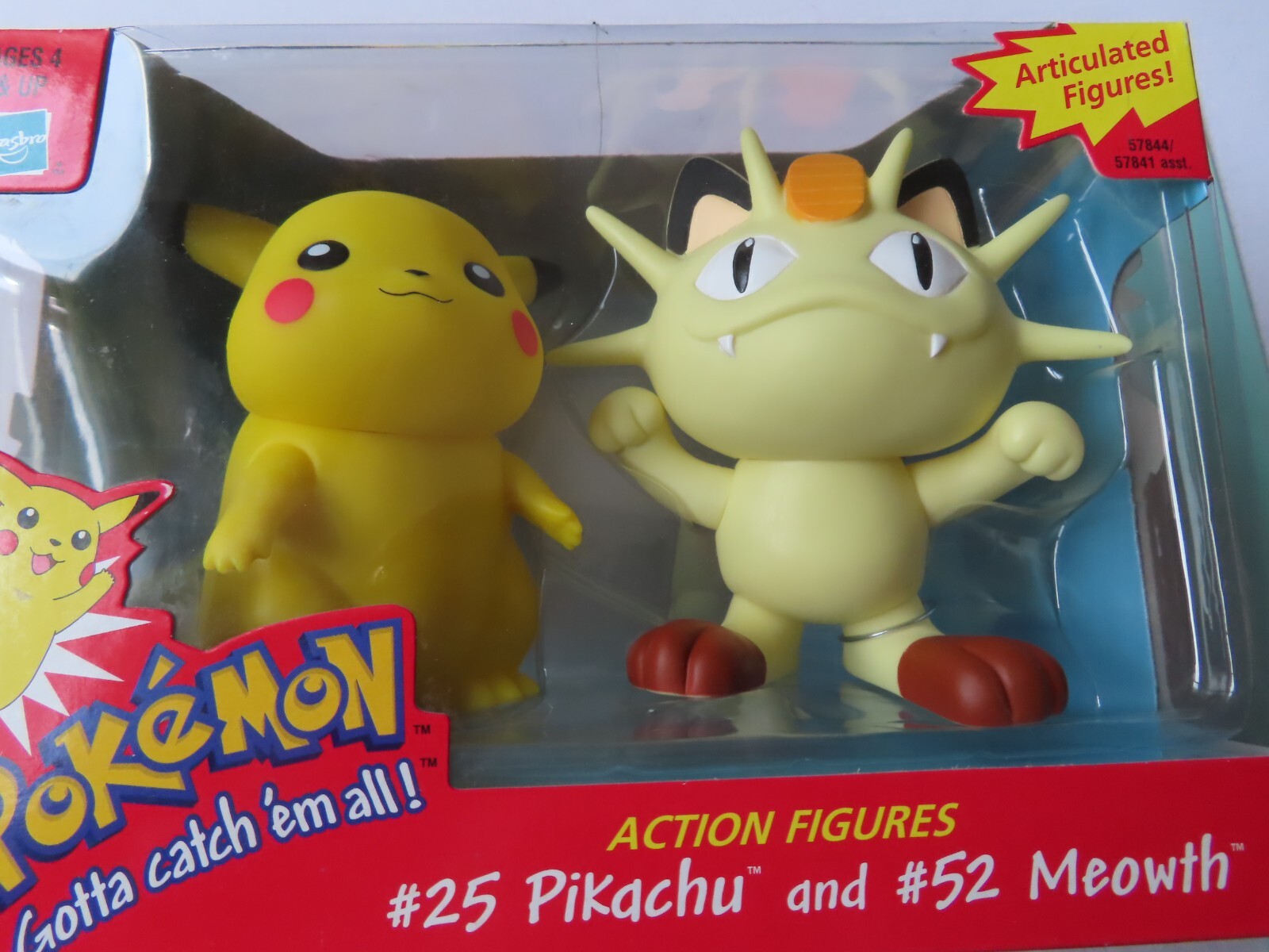 Pokemon Action Figure #25 Pikachu & #52 Meowth by Hasbro in 2000