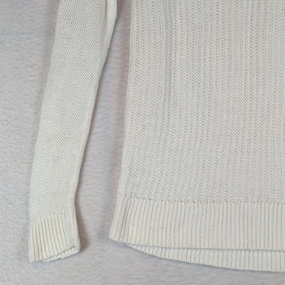 LOFT Womens White 100% Linen Knit Ribbed Sweater XS - Image 2 of 4