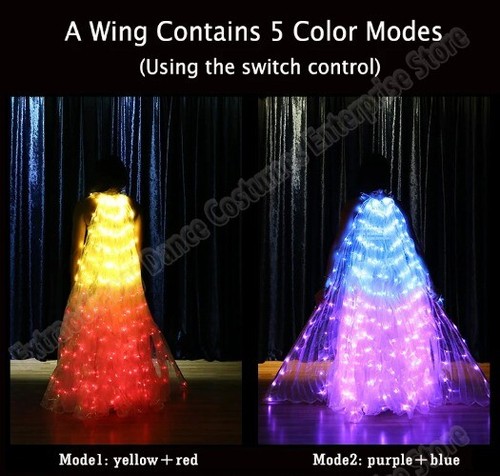 5 Modes LED Isis Wing Colorful Belly Dance Wing Led Accessory 360 Angel Sticks - Picture 10 of 18