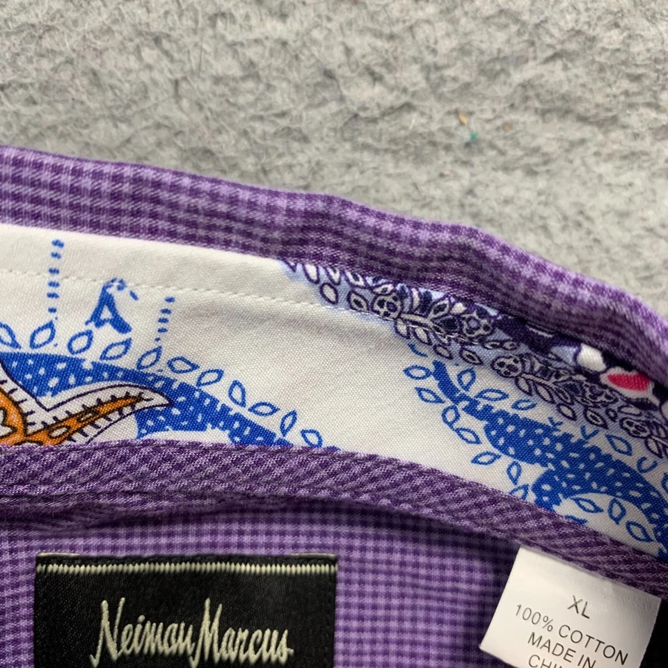 Neiman Marcus Shirt Mens Size XL Button Up Extra Large Purple - Image 3 of 4