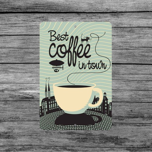 Letrero de aluminio retro de Best Coffee in Town - Imagen 2 de 3