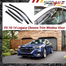 Fits Subaru Legacy 10-14 Chrome Trim Window Vented Rain Visors Wind Guards Shade Fits Subaru Legacy 10-14 Chrome Trim Window Vented Rain Visors Wind Guards Shade